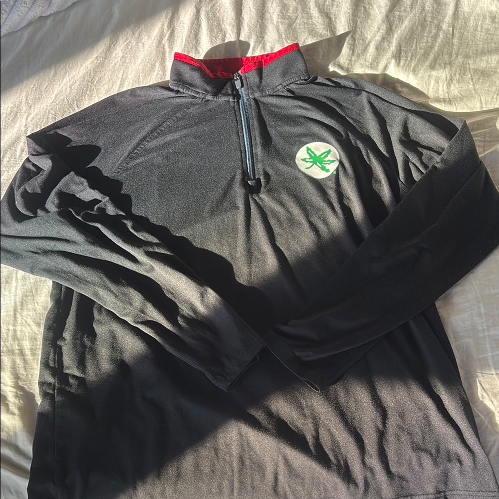 Black Long Sleeve Pullover with Red Trim